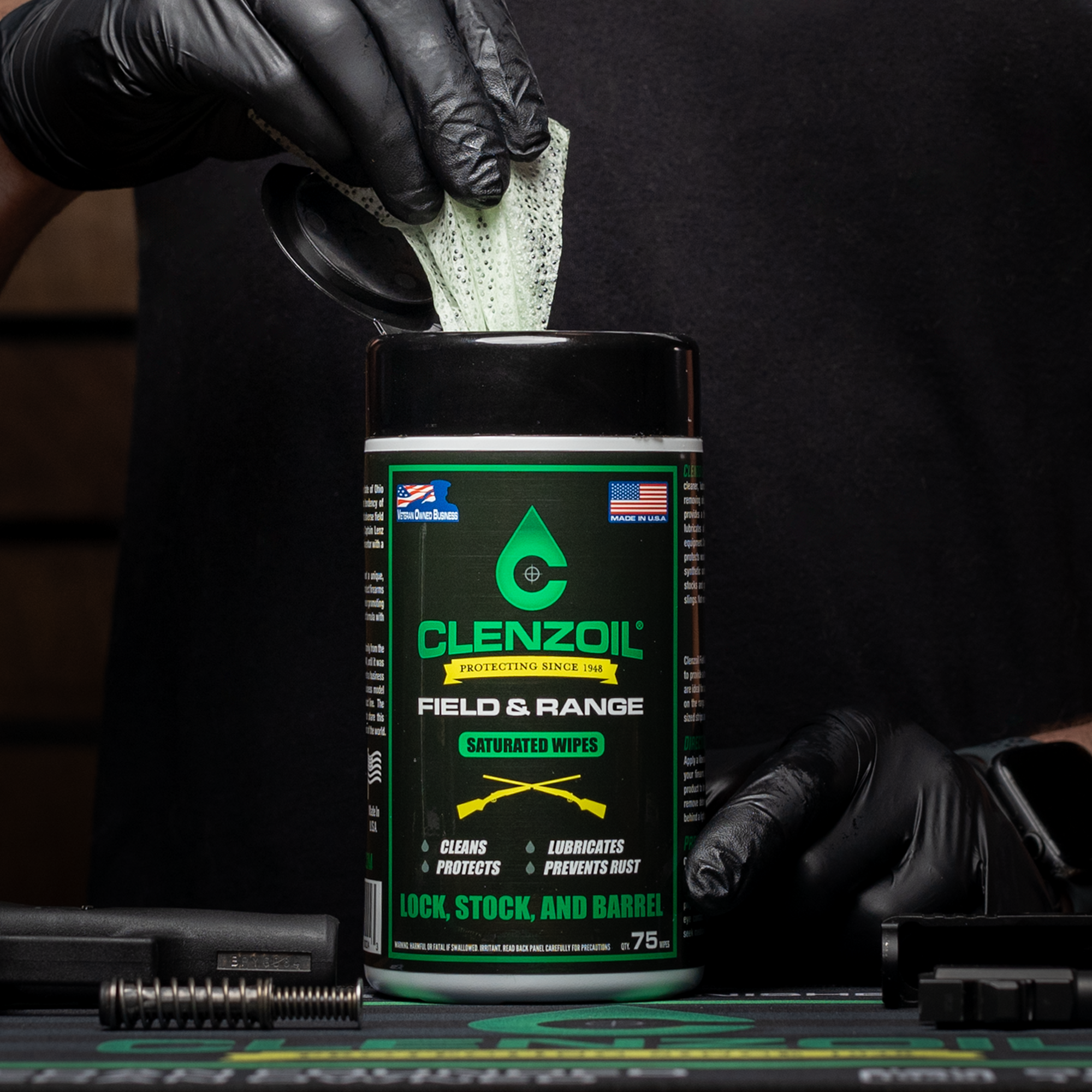 Clenzoil CLP - Field & Range – Pre-Saturated Gun Cleaning Wipes - 75 Count
