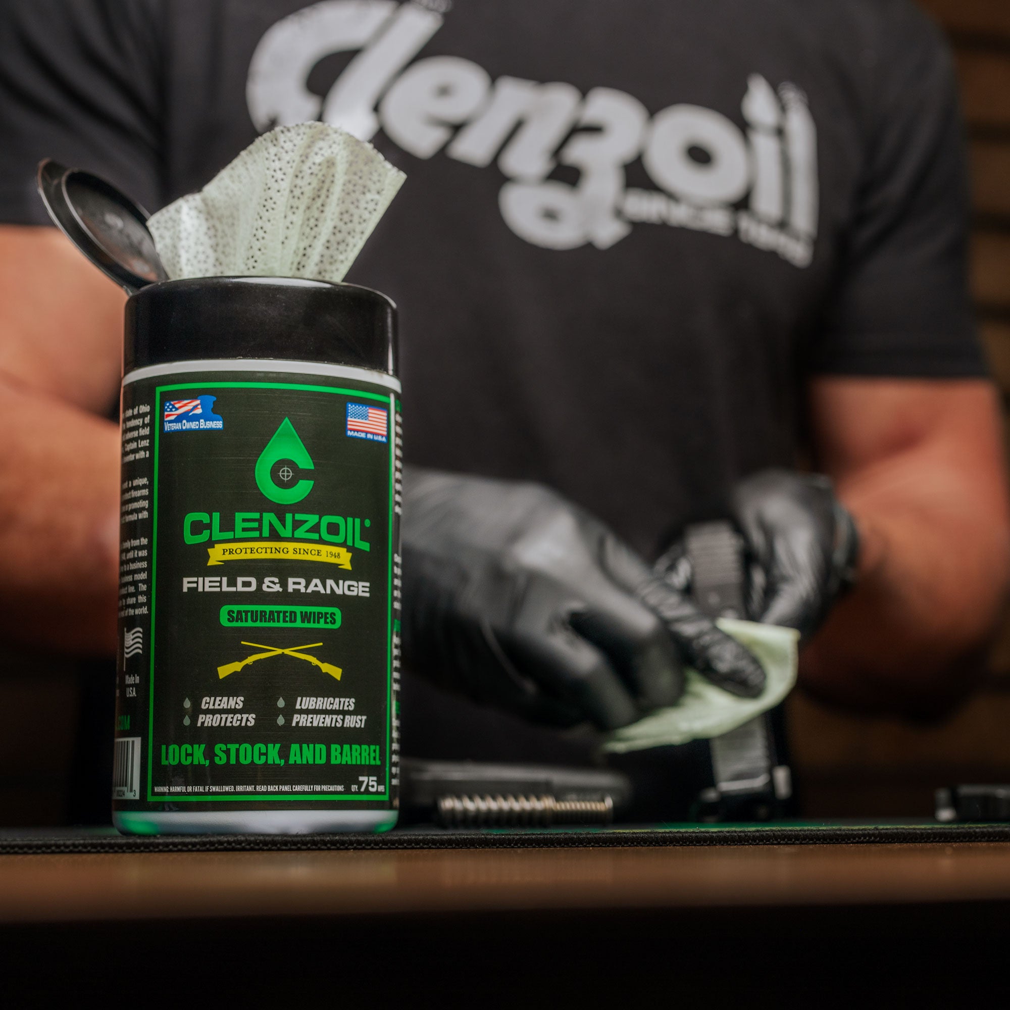 Clenzoil CLP - Field & Range – Pre-Saturated Gun Cleaning Wipes - 75 Count