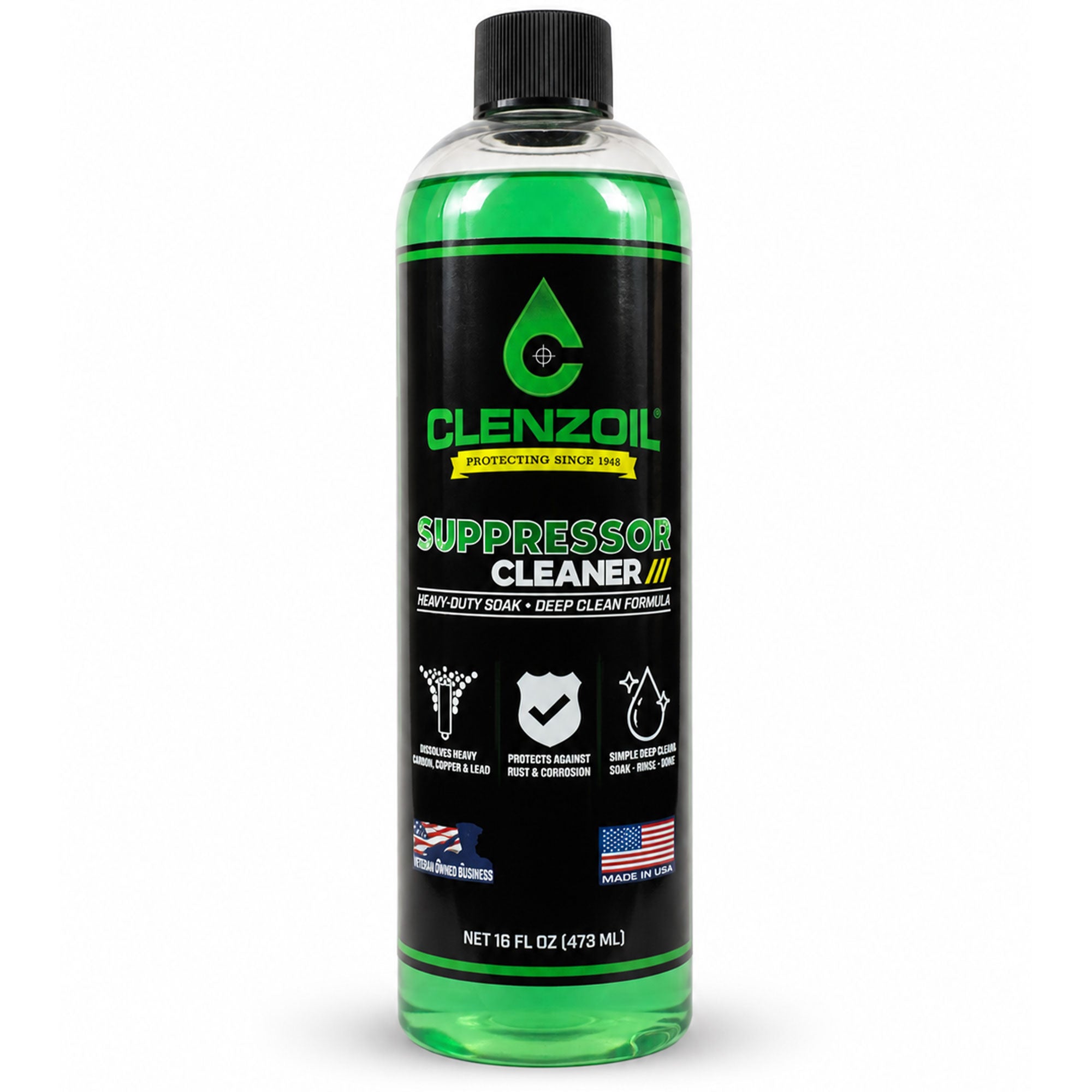 Clenzoil Suppressor Cleaner 16 oz heavy-duty soak bottle