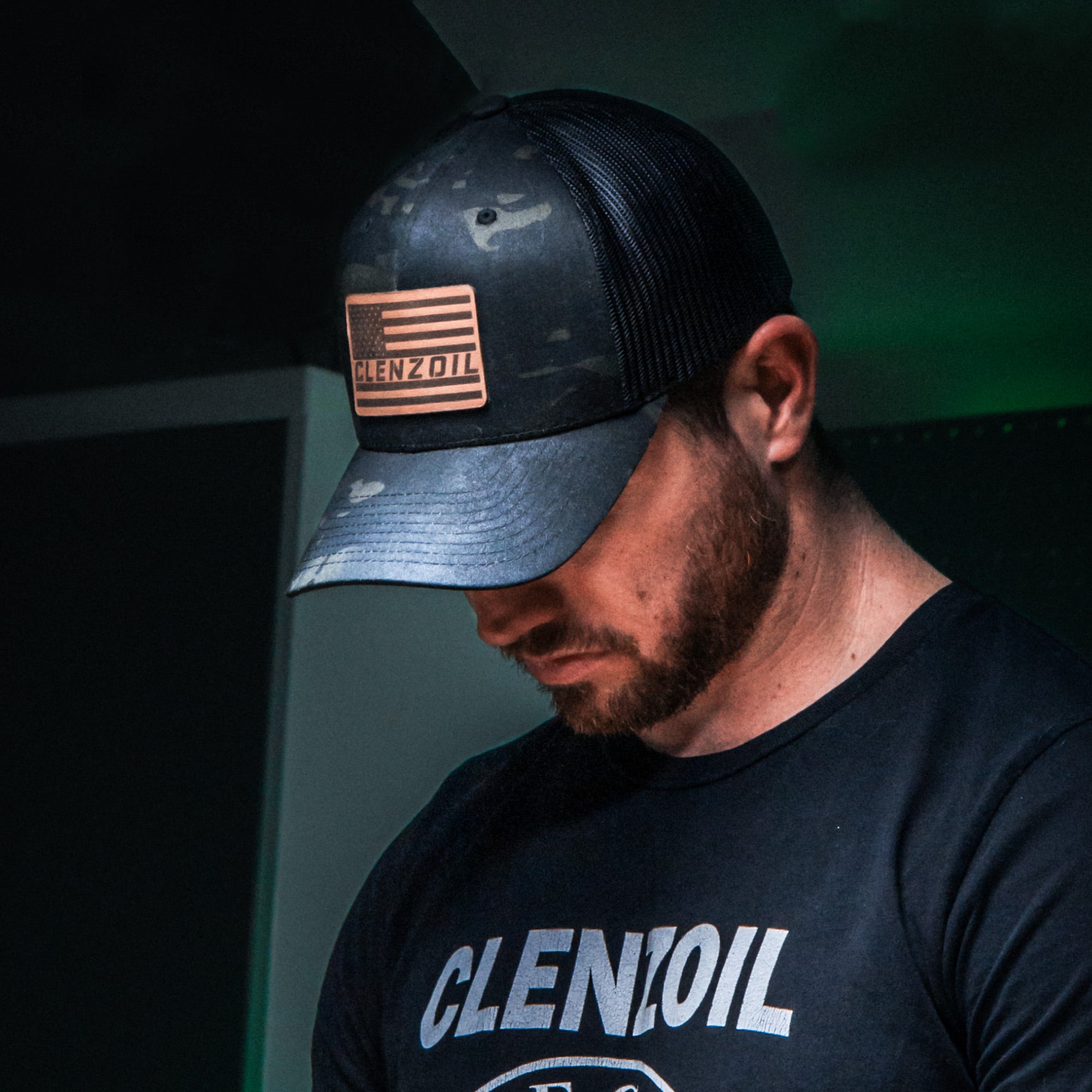 Clenzoil Black Multi-Cam American Flag Hat