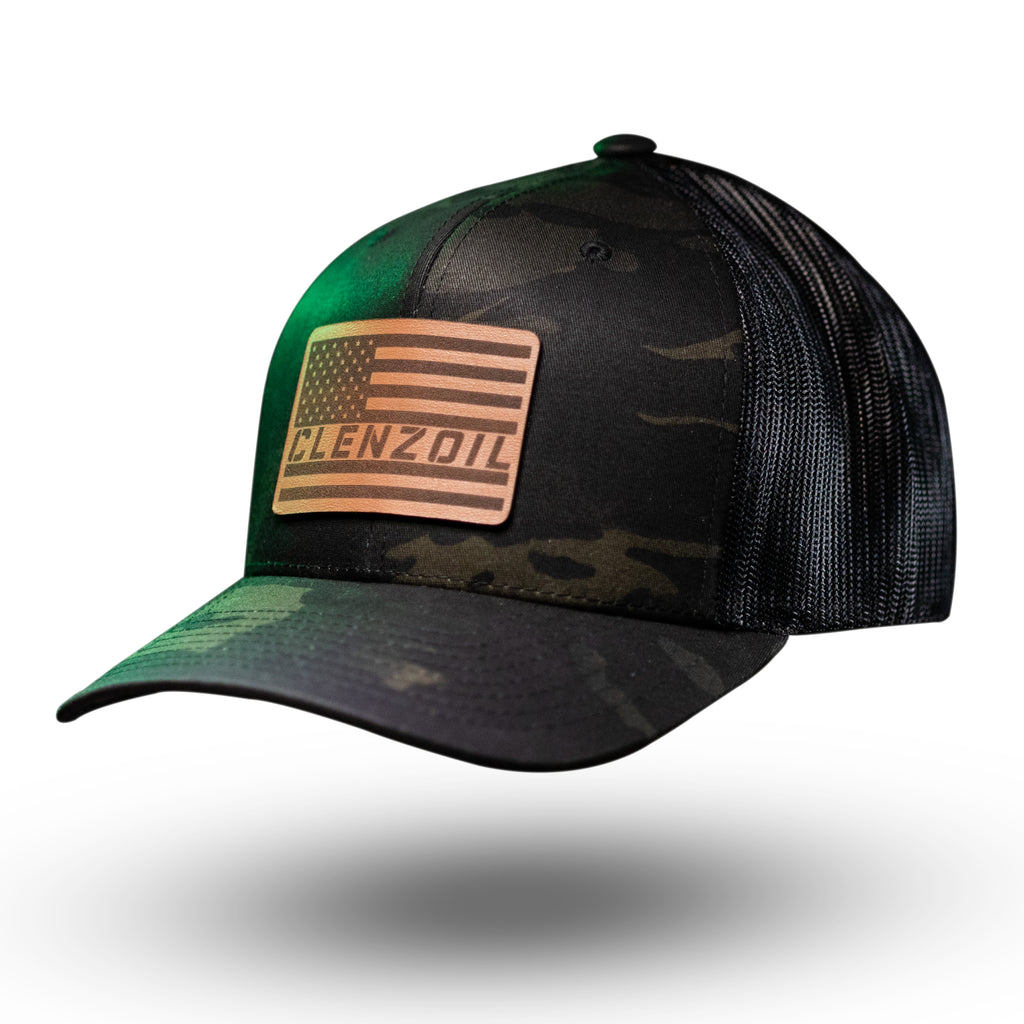 Clenzoil Black Multi-Cam American Flag Hat